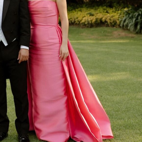 Solace London Size US 6/ UK 10 (Tiffany Maxi Strapless Satin Twill Gown: Pink) - Picture 6 of 7